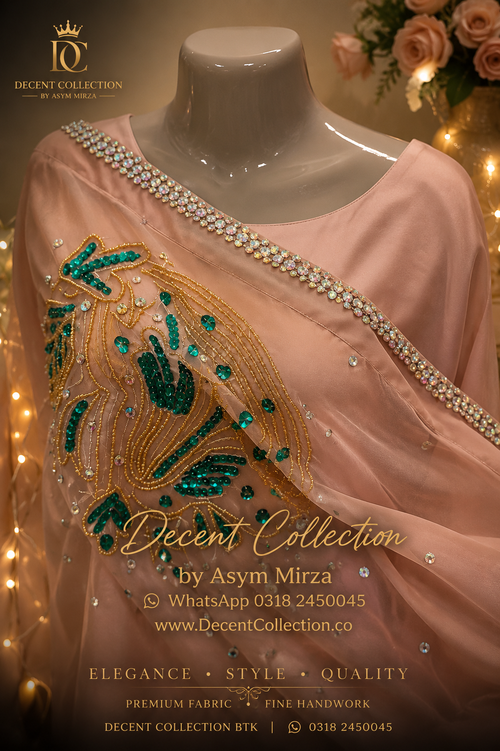 Blush Peacock — handwork Nikah dress by Decent Collection Karachi