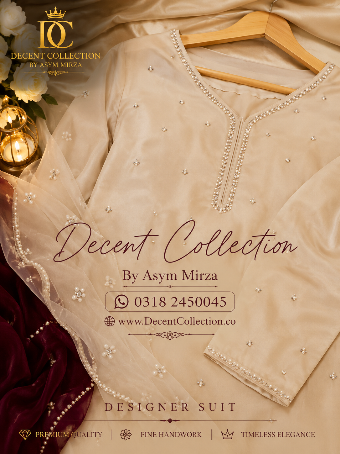 Pearl Ivory — handwork Nikah dress by Decent Collection Karachi