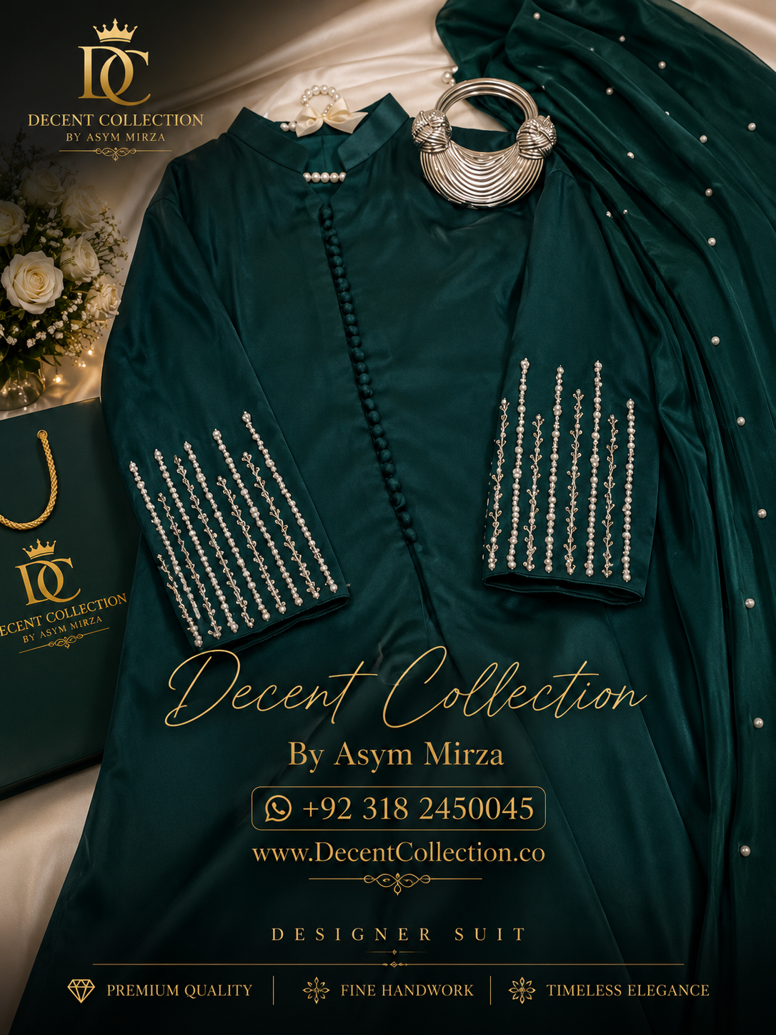 Emerald Serenity — handwork Nikah dress by Decent Collection Karachi