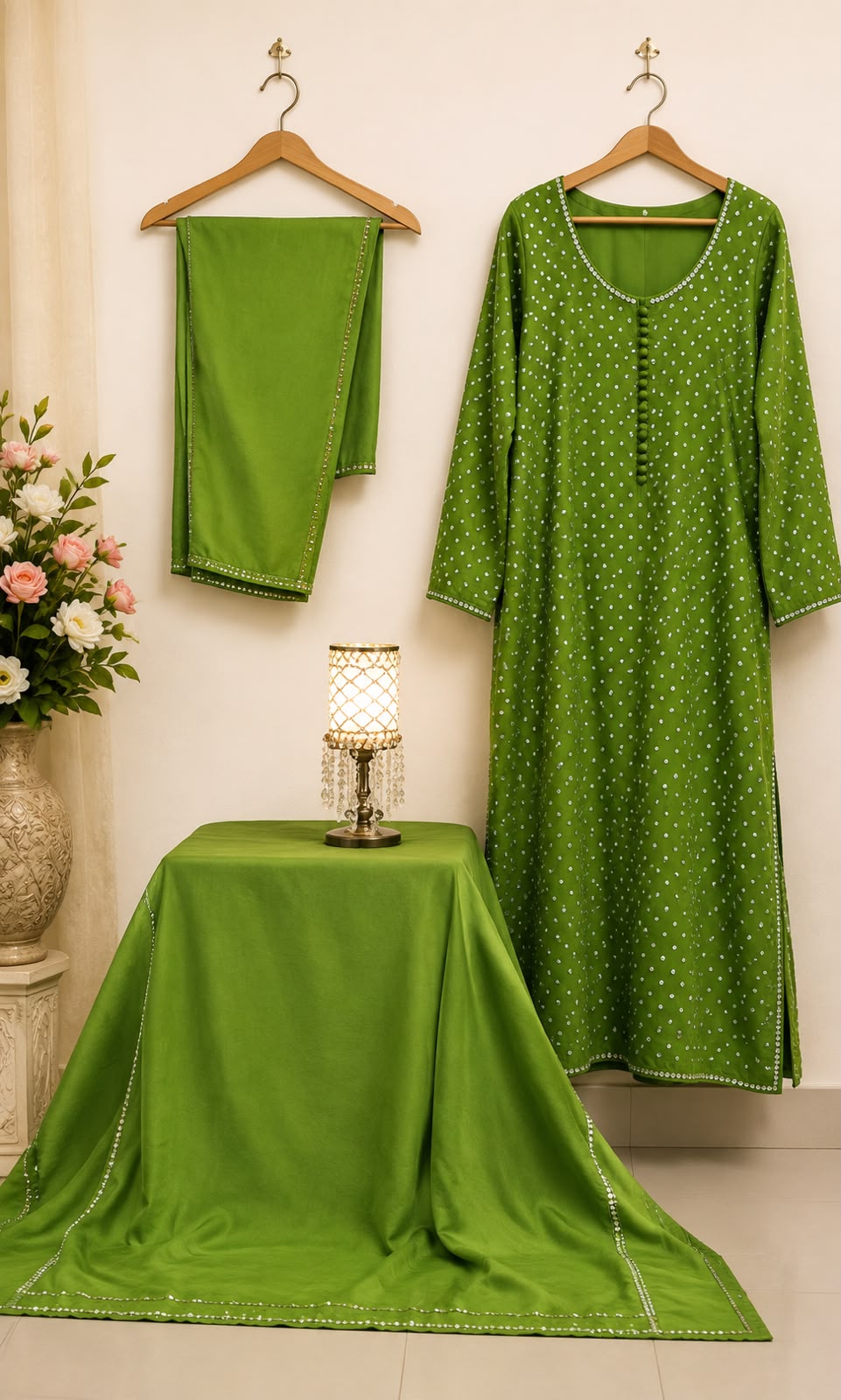 Emerald Green Mirror — handwork Nikah dress by Decent Collection Karachi