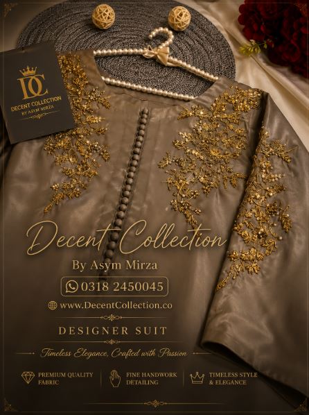 Golden Elegance — handwork Baat Pakki dress by Decent Collection Karachi