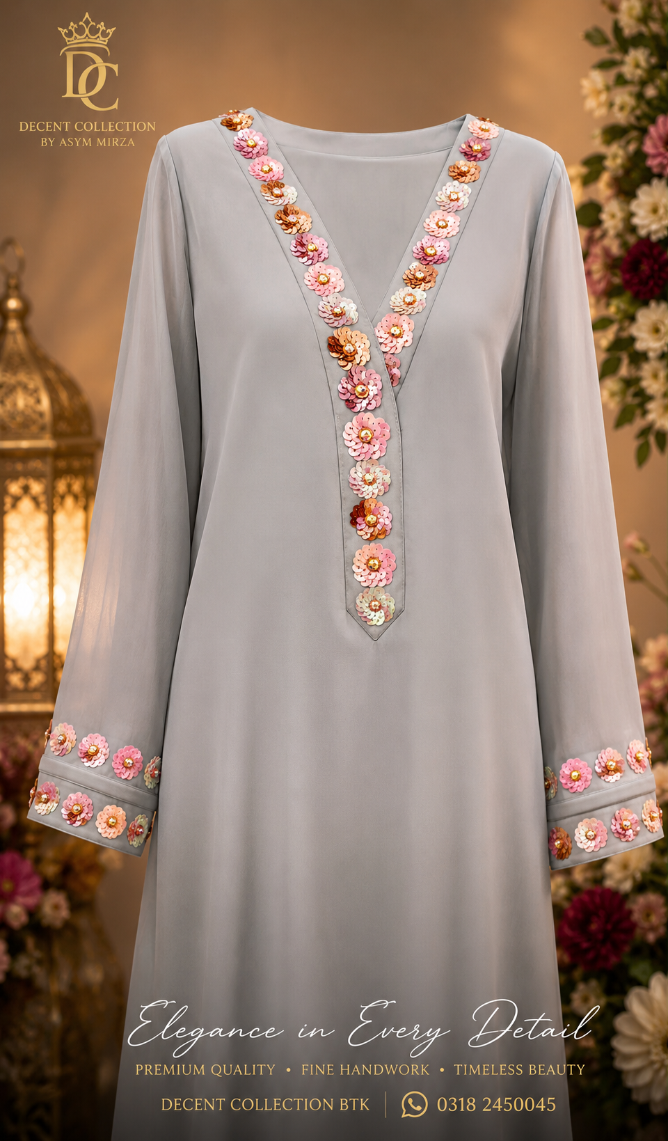 Blush Bloom — handwork Baat Pakki dress by Decent Collection Karachi