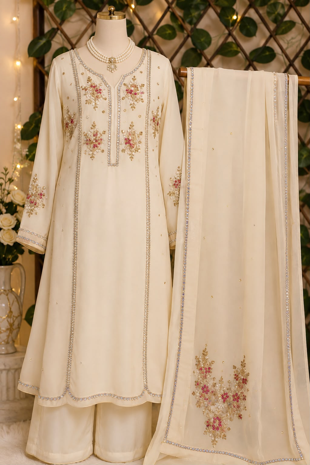 Ivory Blossom Grace — handwork Nikah dress by Decent Collection Karachi
