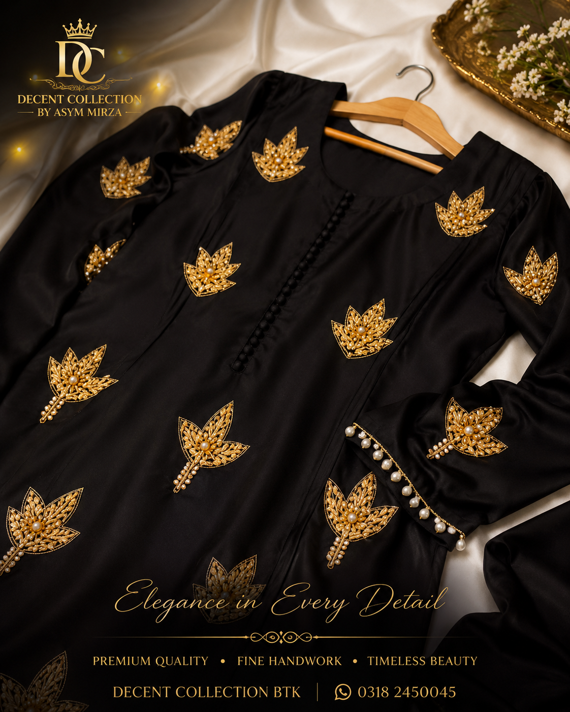 Midnight Lotus — handwork Nikah dress by Decent Collection Karachi