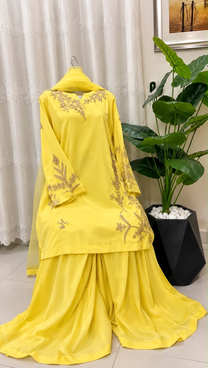 Lemon Blossom Grace — handwork Baat Pakki dress by Decent Collection Karachi