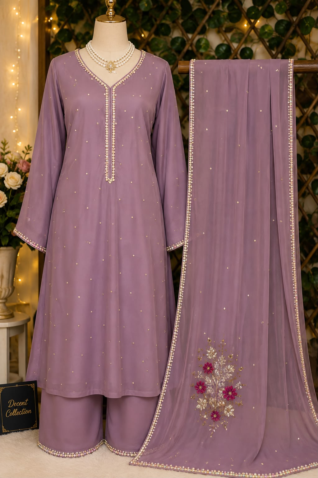Lilac Pearl Grace — handwork Nikah dress by Decent Collection Karachi
