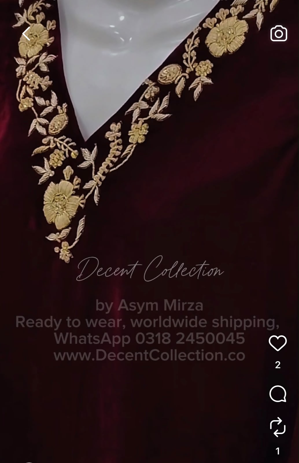 Maroon Velvet Grace — handwork dress, photo 3