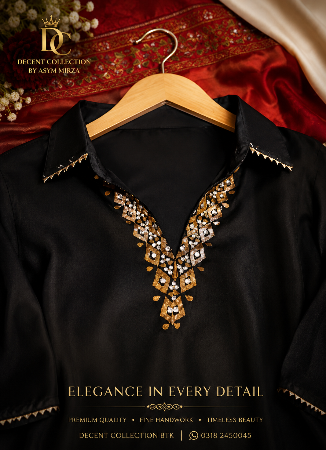 Midnight Majesty — handwork Baat Pakki dress by Decent Collection Karachi