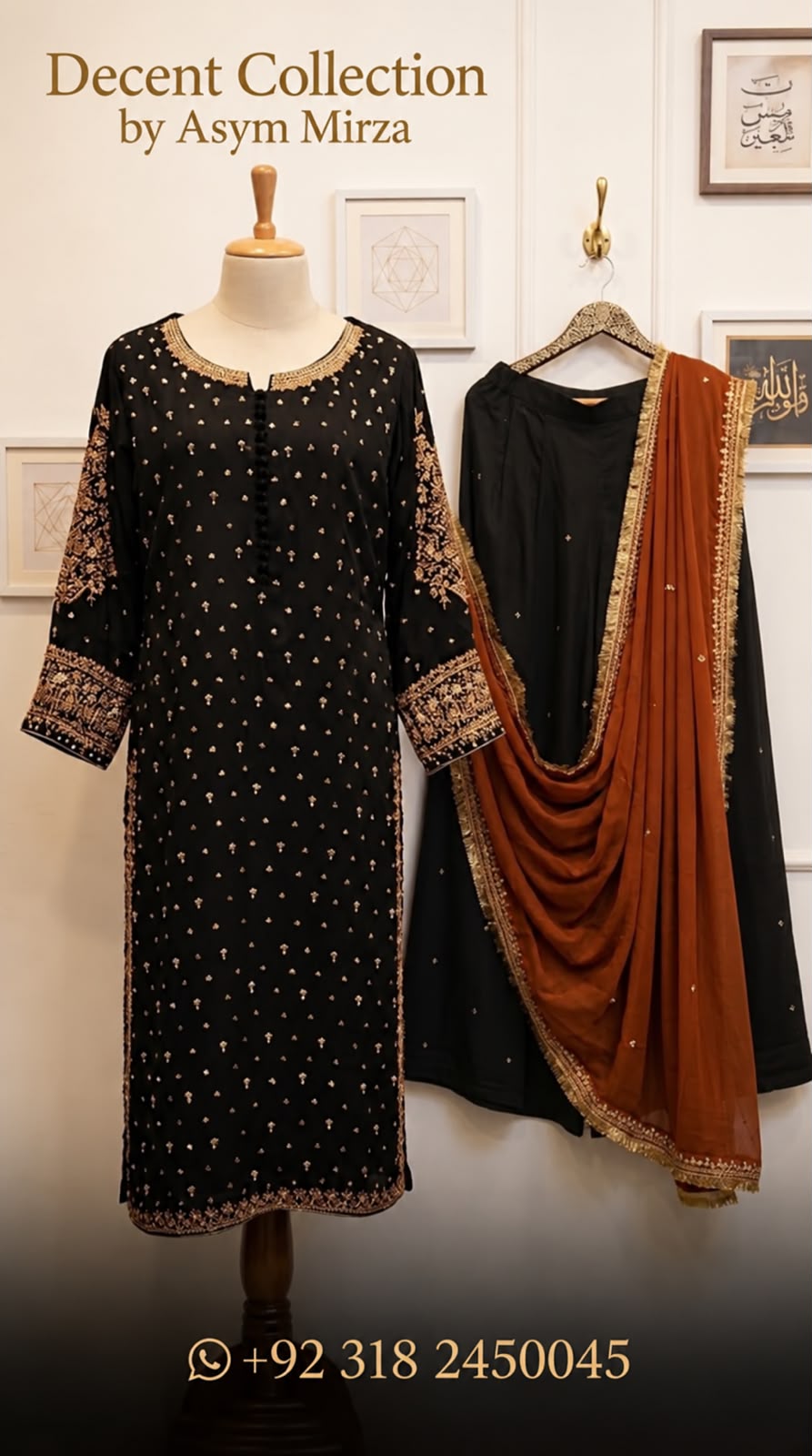 Midnight Royal Black — handwork Nikah dress by Decent Collection Karachi