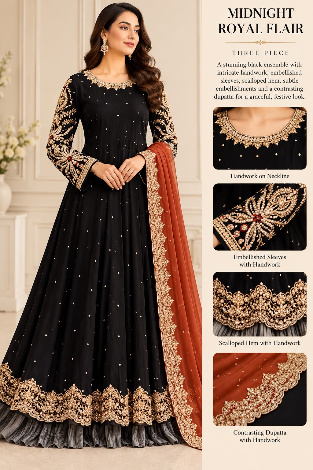 Midnight Royal Flair — handwork Nikah dress by Decent Collection Karachi
