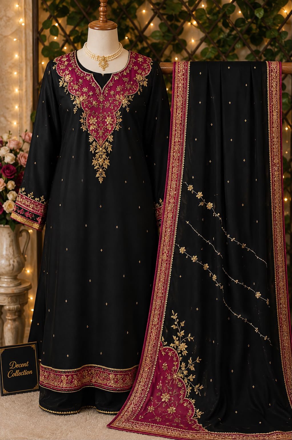 Midnight Ruby Royale — handwork Nikah dress by Decent Collection Karachi