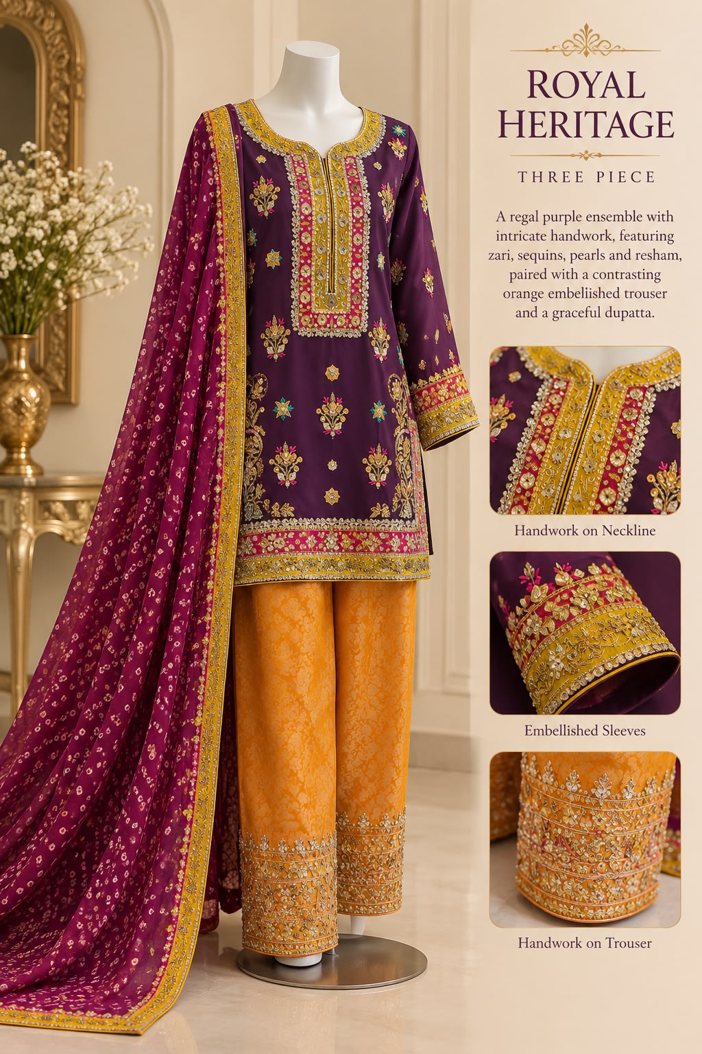 Murk — handwork Baat Pakki dress by Decent Collection Karachi