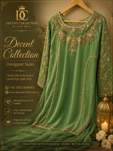Sage Elegance — handwork Nikah dress by Decent Collection Karachi