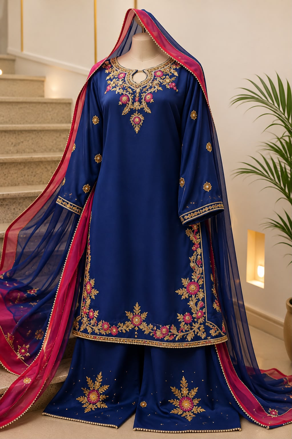 Royal Sapphire Bloom — handwork Nikah dress by Decent Collection Karachi